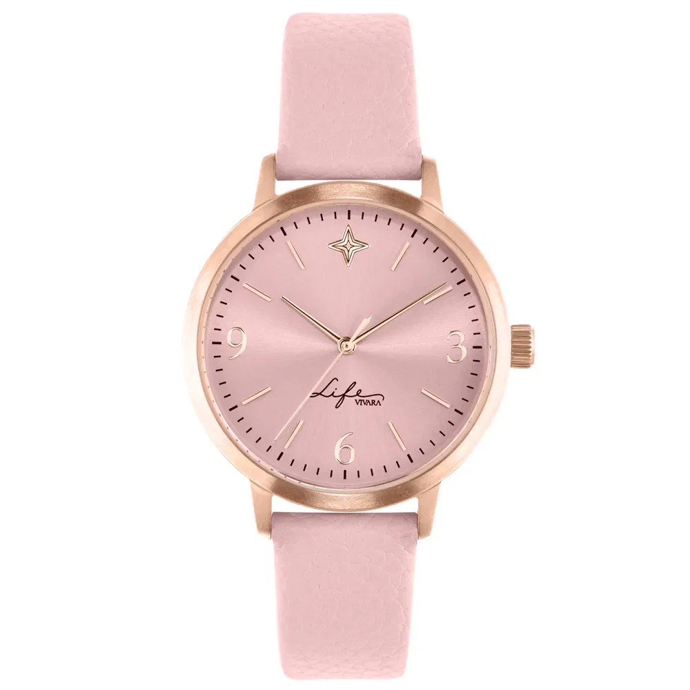 Relógio Life Realizações Feminino Couro Rosé — imagem 1