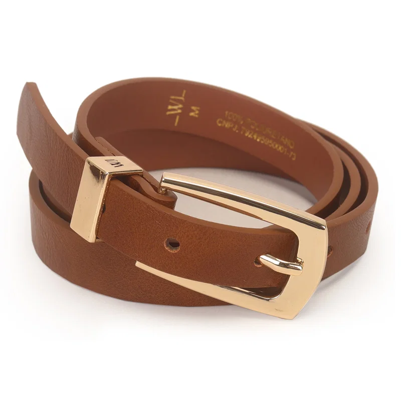 Cinto Feminino Com Fivela Retangular E Passante De Metal 1,8cm