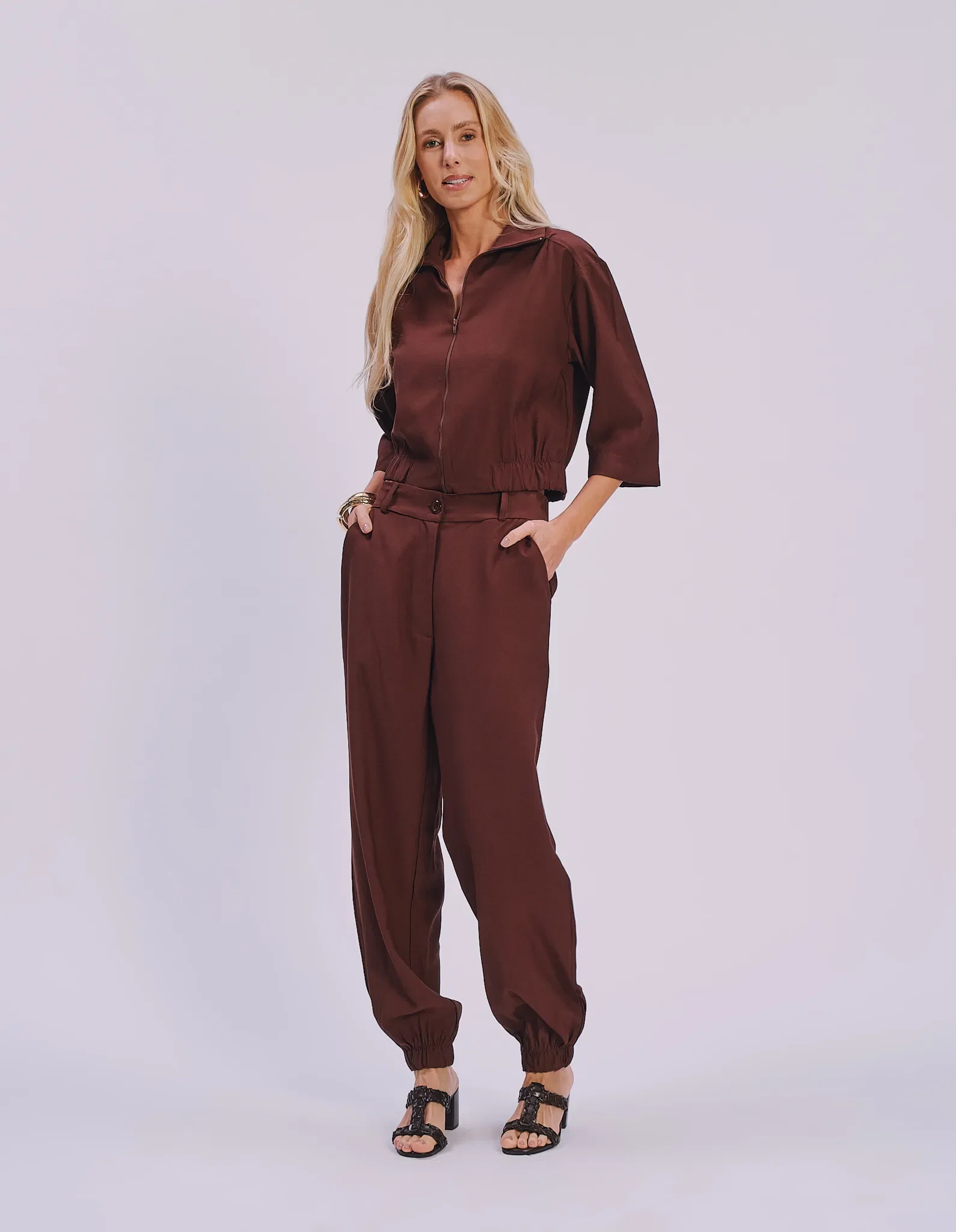 Calça Jogger Alfaiataria - Marrom