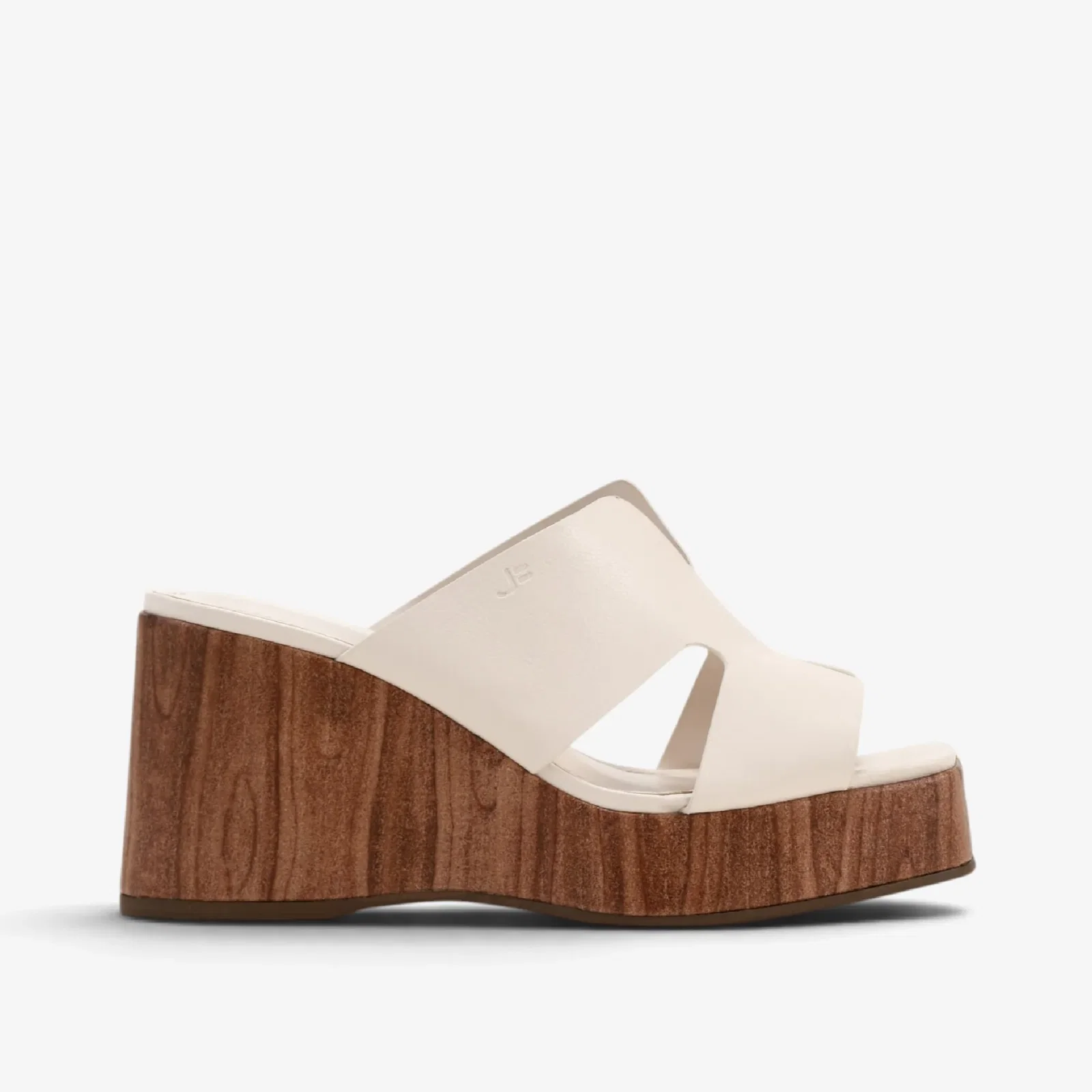 Tamanco Salto Anabela Off White Algodão Couro — imagem 1