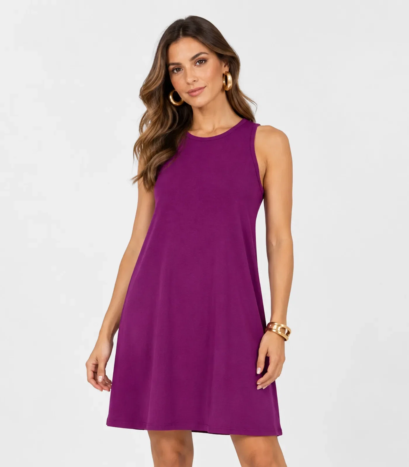 Vestido Feminino Curto Em Malha Visco Infinita Cor Roxo