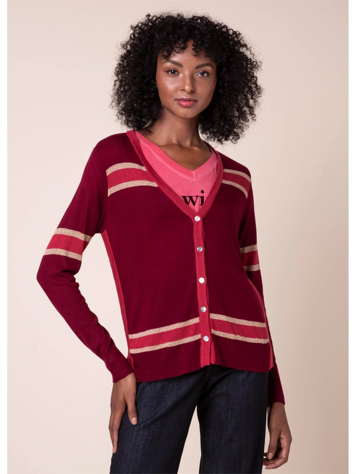 Casaco Tricot Tricolor Vermelho