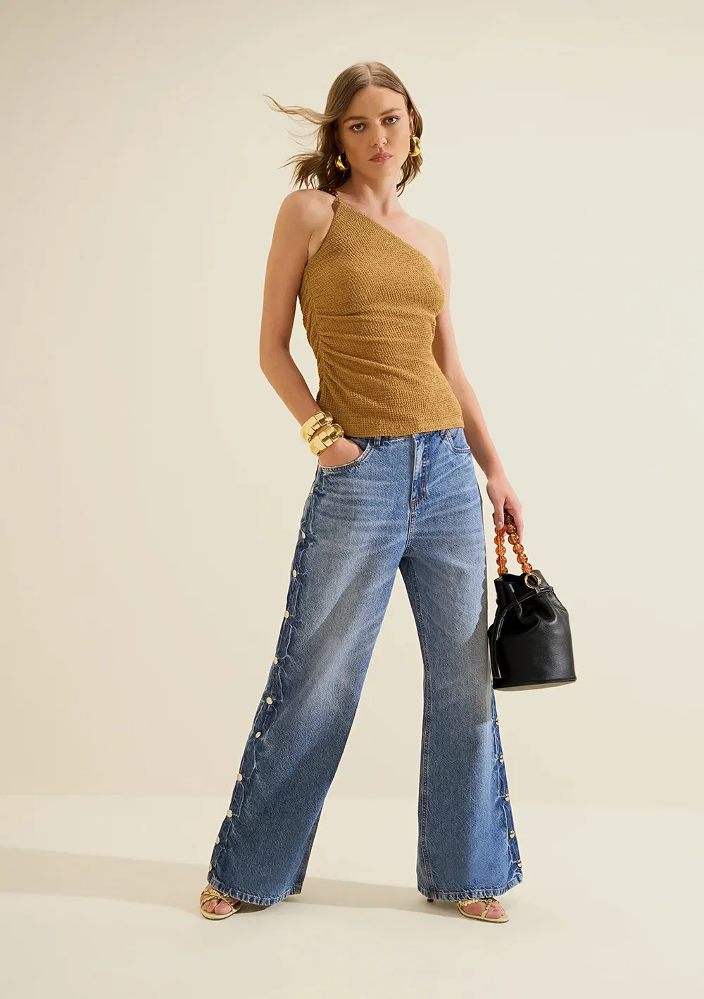 Calça Jeans Wide Leg Índigo Azul