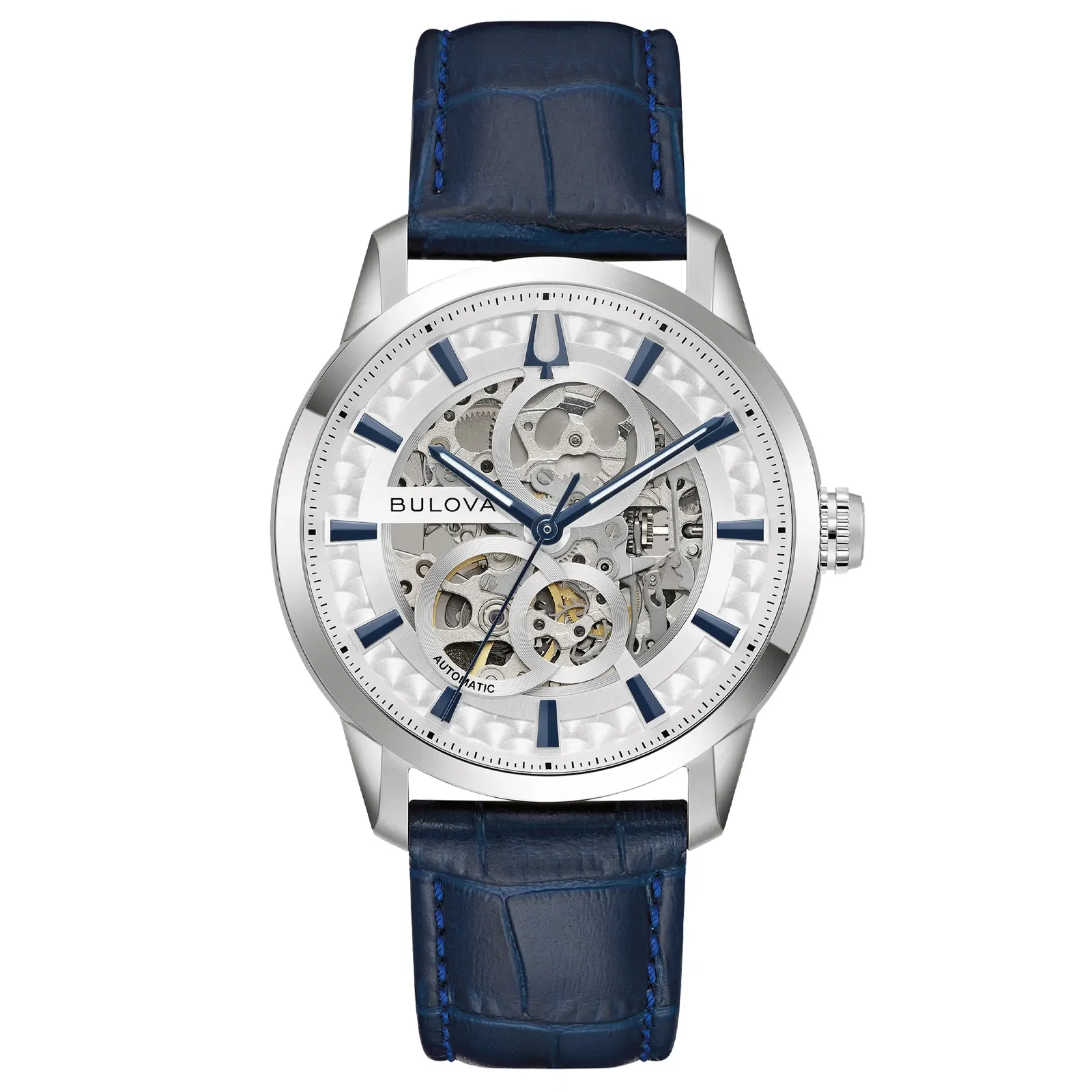 Relógio Bulova Sutton Automático Masculino em Couro Azul 96A330N