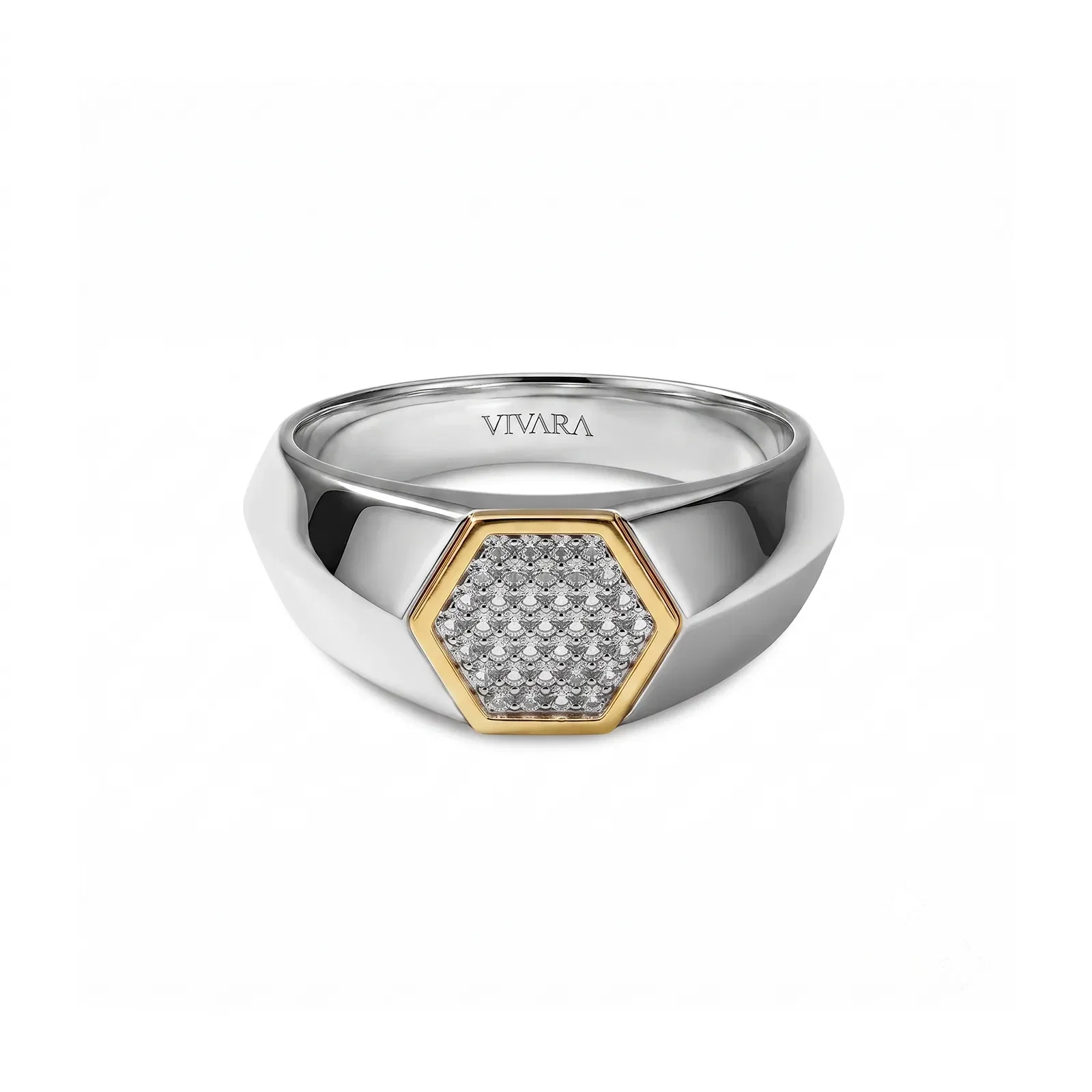 Anel Brave em Prata 925 e Ouro Amarelo 18K com Safiras Incolores