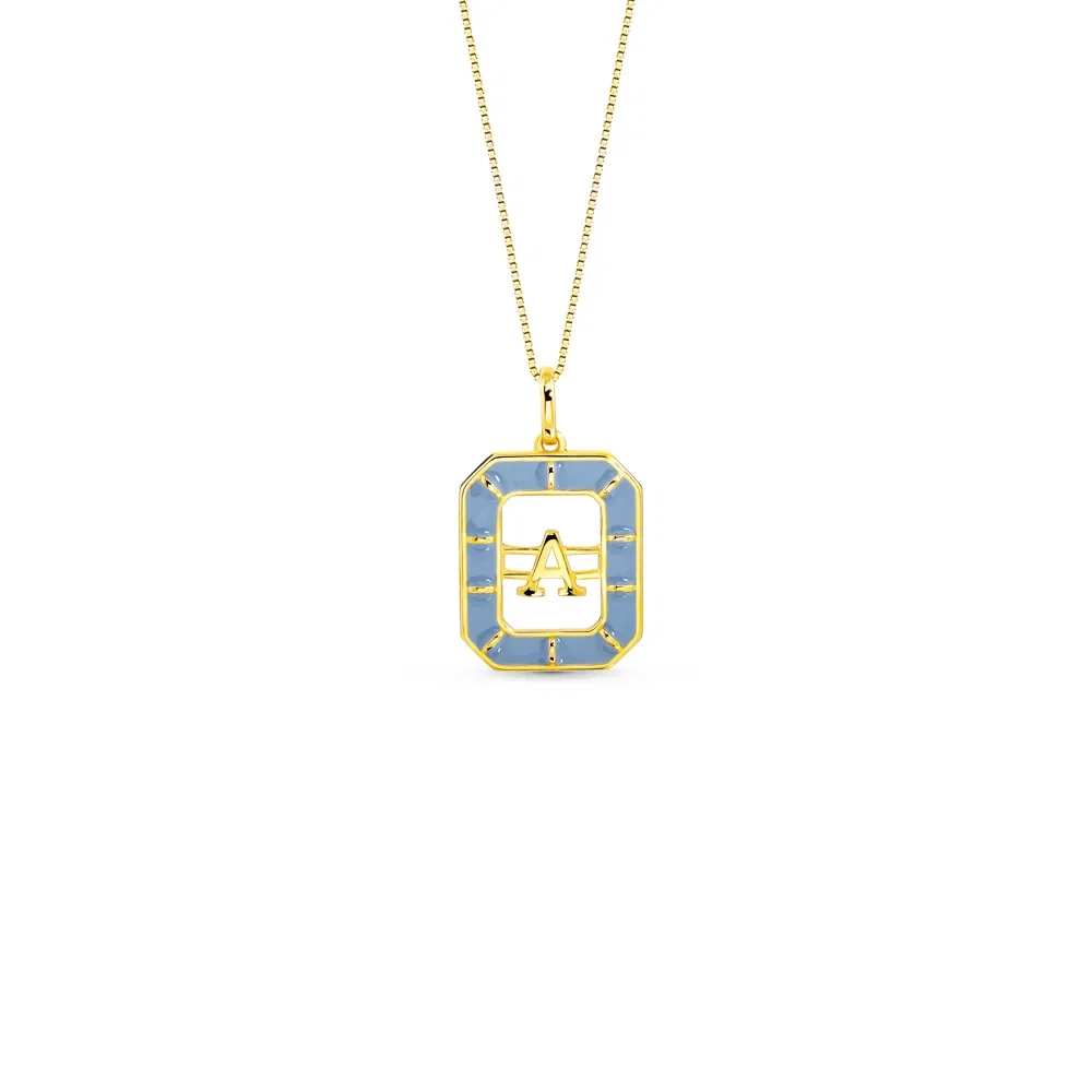 Pingente Alfabeto Letra A em Ouro Amarelo 18k com Esmalte, 14mm