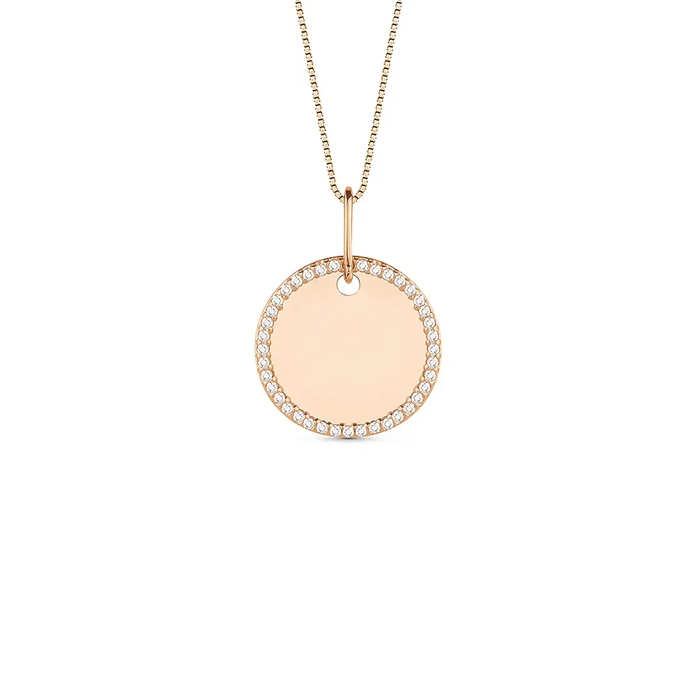 Pingente Personalizável em Ouro Rosé 18k com Diamantes, 19mm — imagem 1