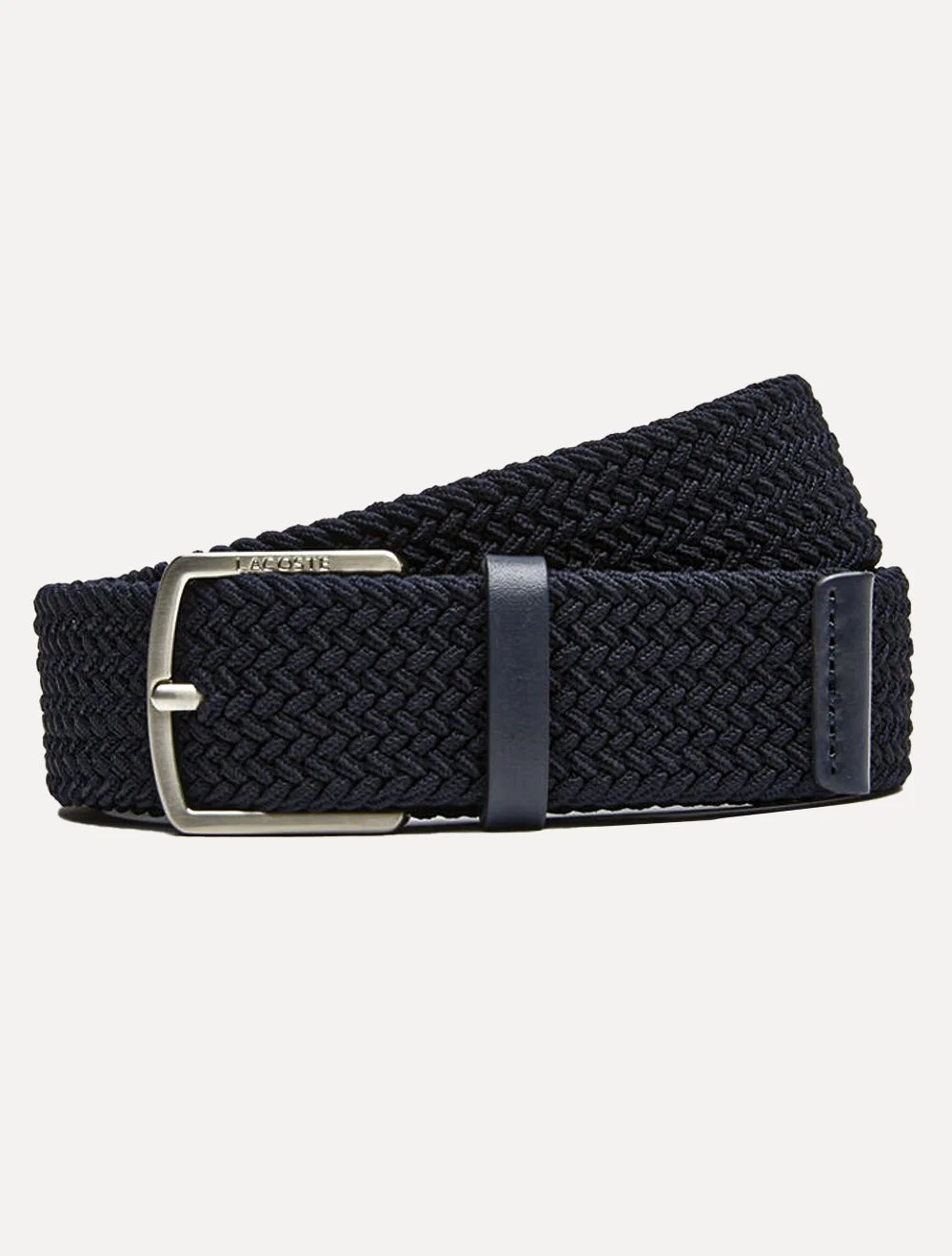 Cinto Lacoste Masculino Engraved Buckle Stretch Knitted Belt Azul Marinho