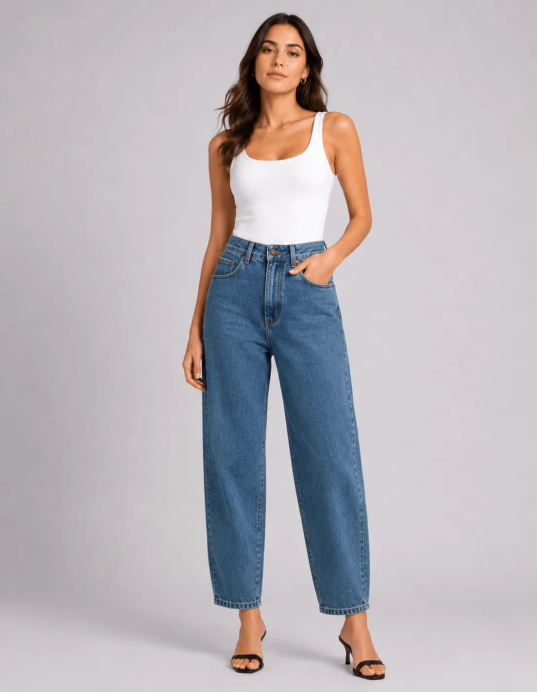 Calça Mom Cintura Média - Denim Medio — imagem 1