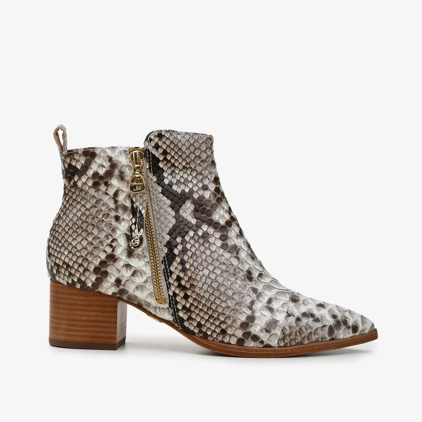 Bota Cano Baixo Nude Natural Cobra Python