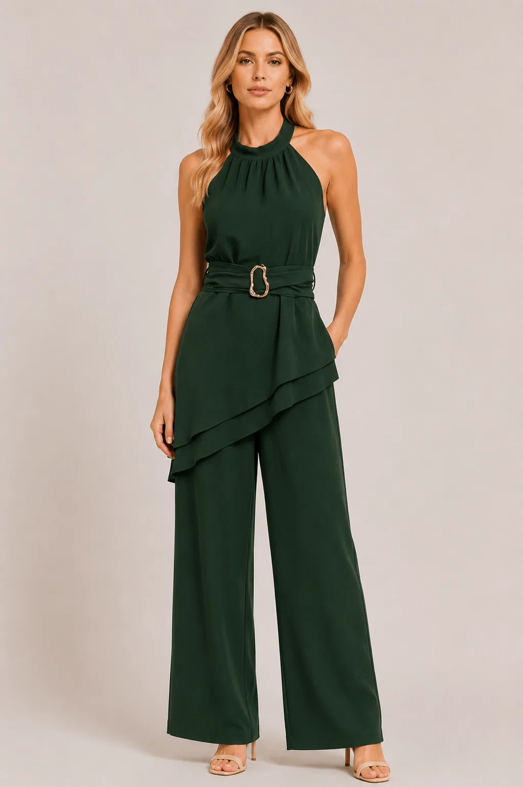 Blusa Assimetrica Detalhe Cinto - Verde — imagem 1