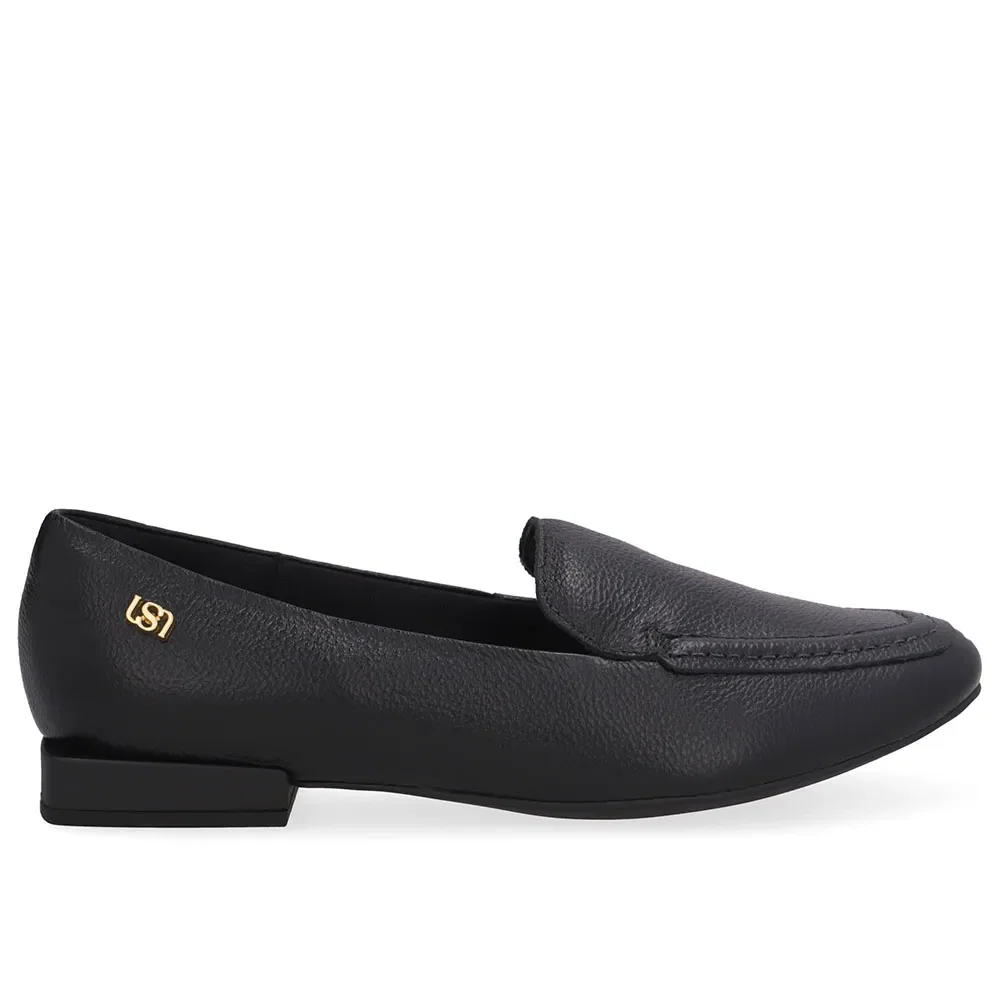 Loafer Preto Couro Salto Bloco