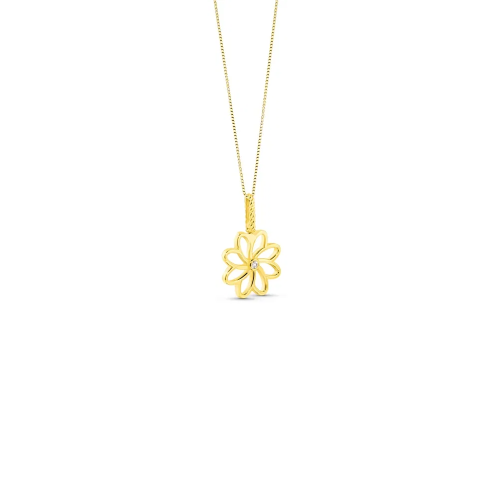 Pingente Lullaby Florzinha em Ouro Amarelo 18k com Safira Incolor, 15mm — imagem 1