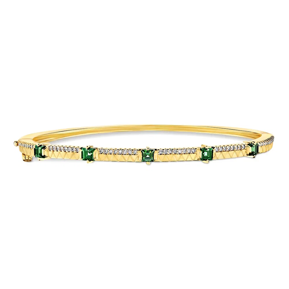 Pulseira Icona em Ouro Amarelo 18k com Turmalinas Verde e Diamantes — imagem 1