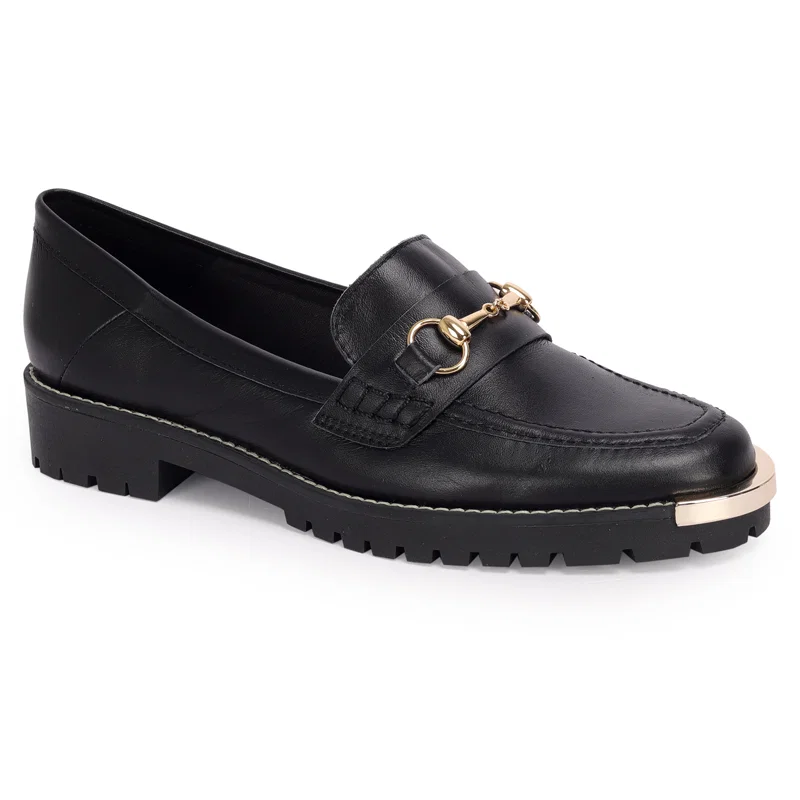 Loafer Couro Bridão E Biqueira Metal
