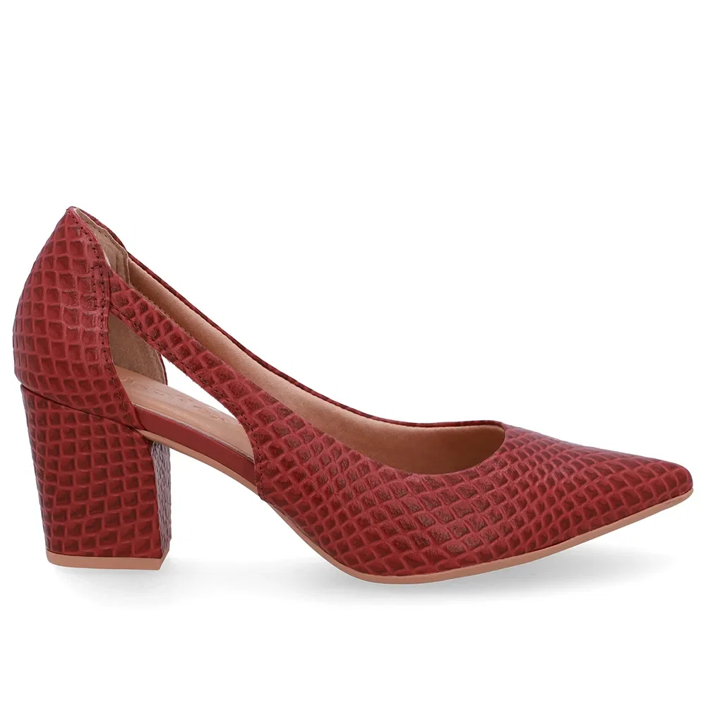 Scarpin Couro Dourado Detalhe Recorte — imagem 1