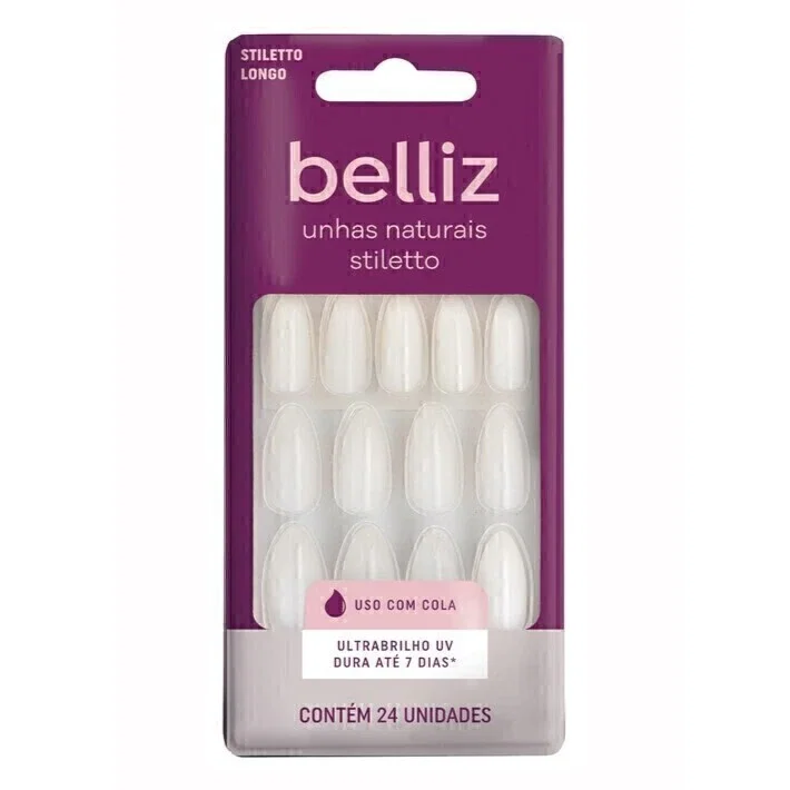 Unhas Postiças Belliz Naturais Stiletto 24 Unidades