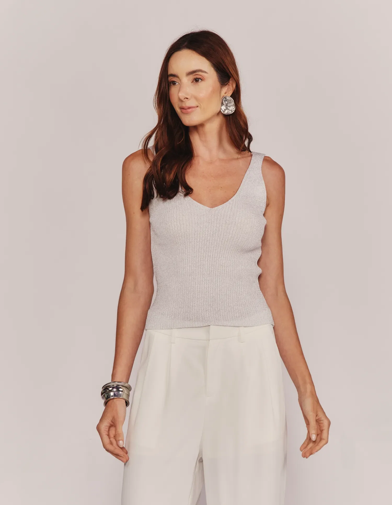 Regata Tricot Lurex - Prata