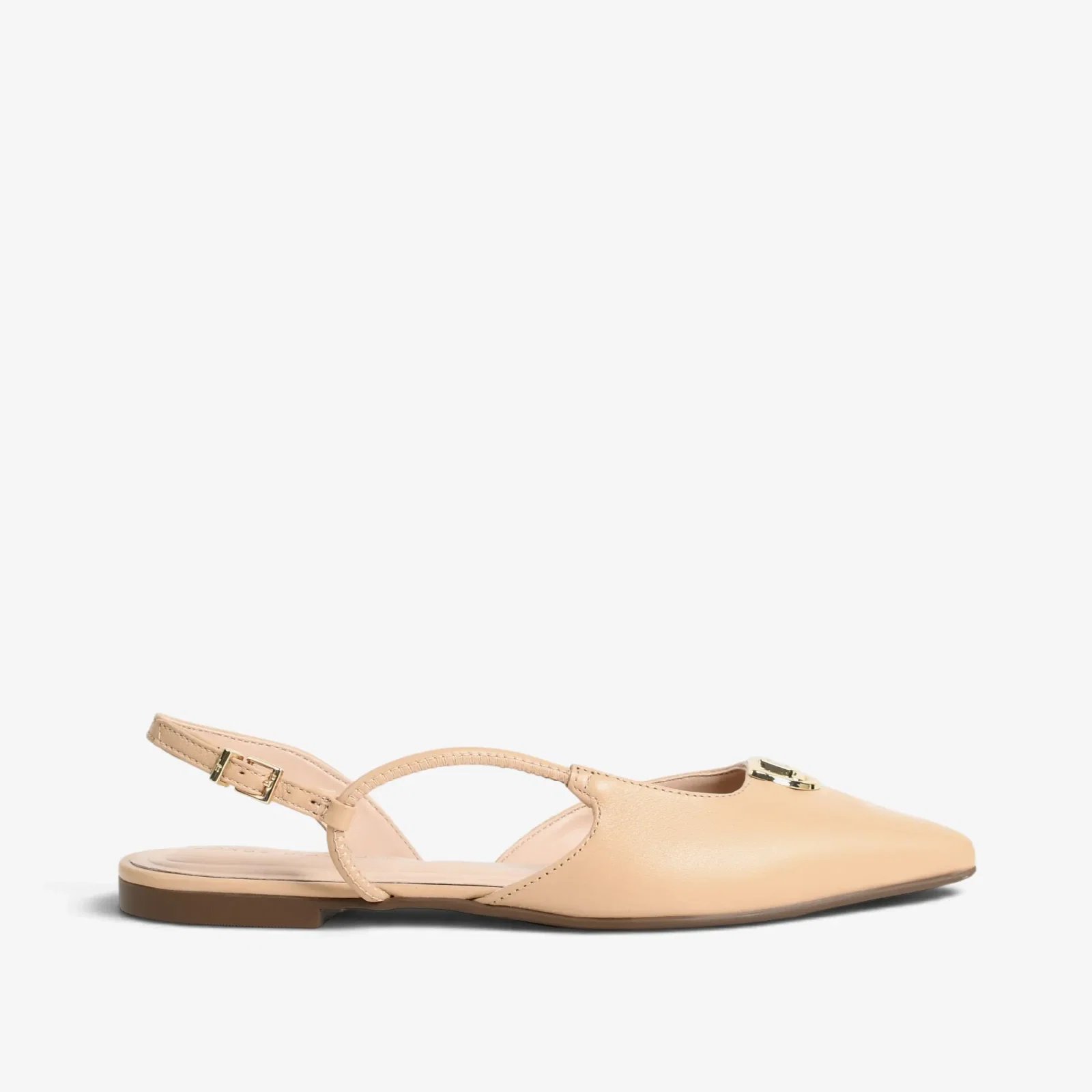 Slingback Nude Areia Couro