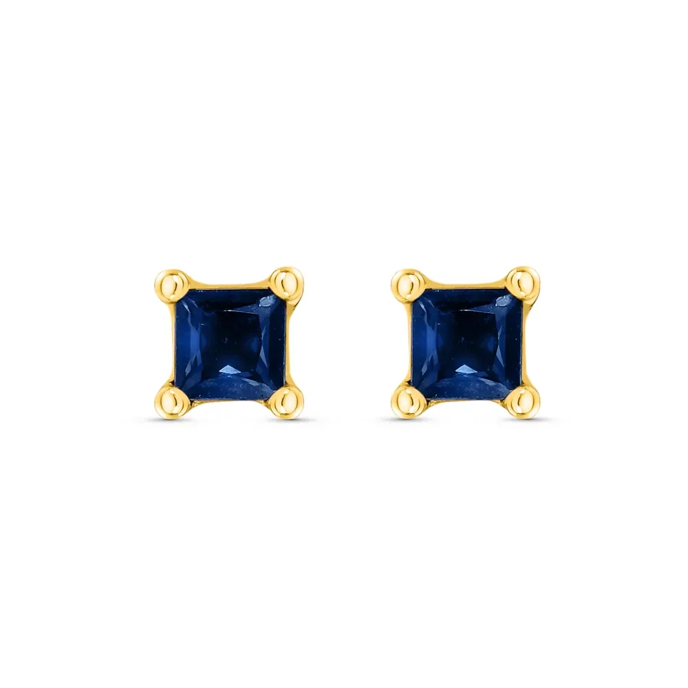 Brinco Baby em Ouro Amarelo 18k com Safiras Azul — imagem 1