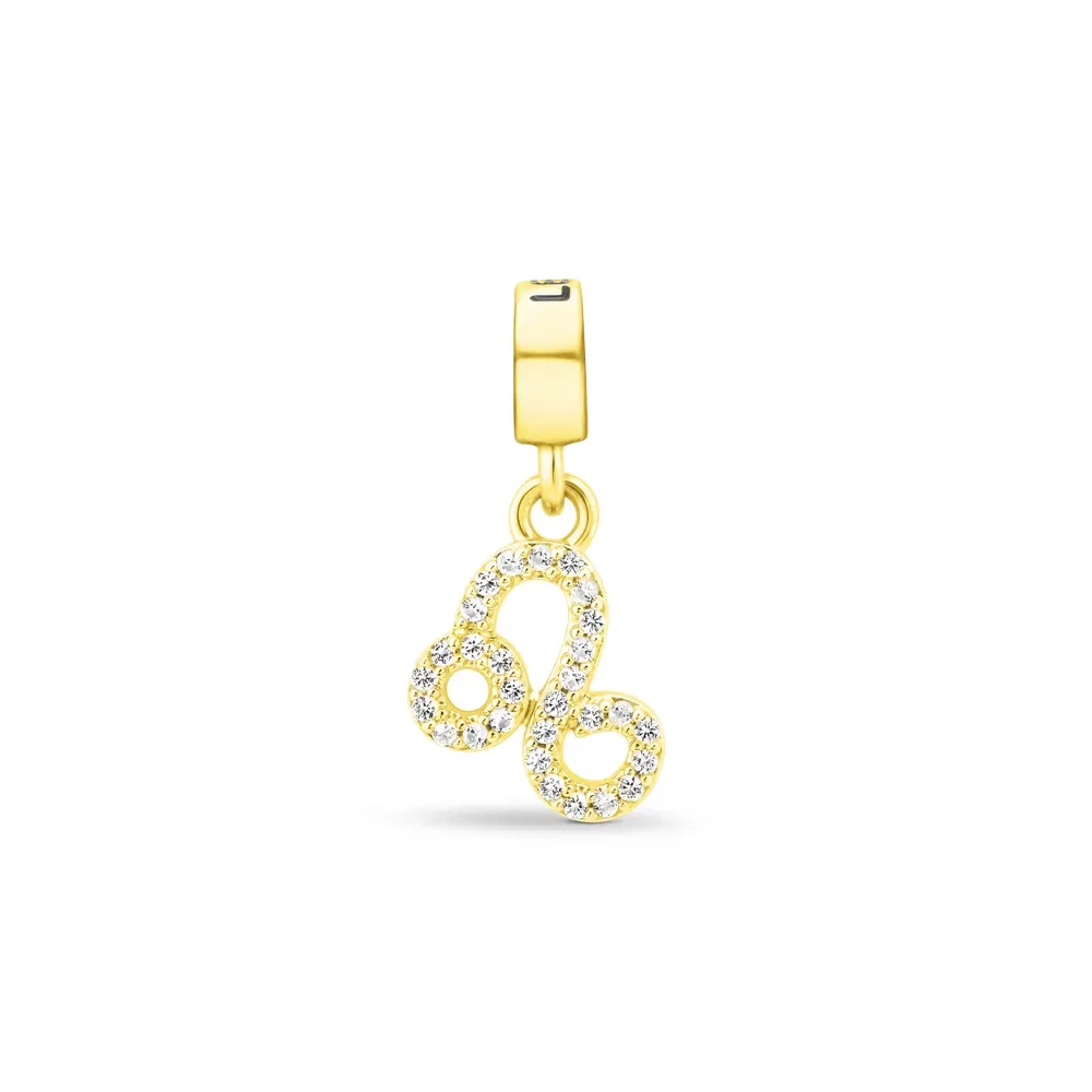 Pingente Life Signo Leão em Prata 925 com Banho de Ouro Amarelo 18k e Pedras Incolores — imagem 1