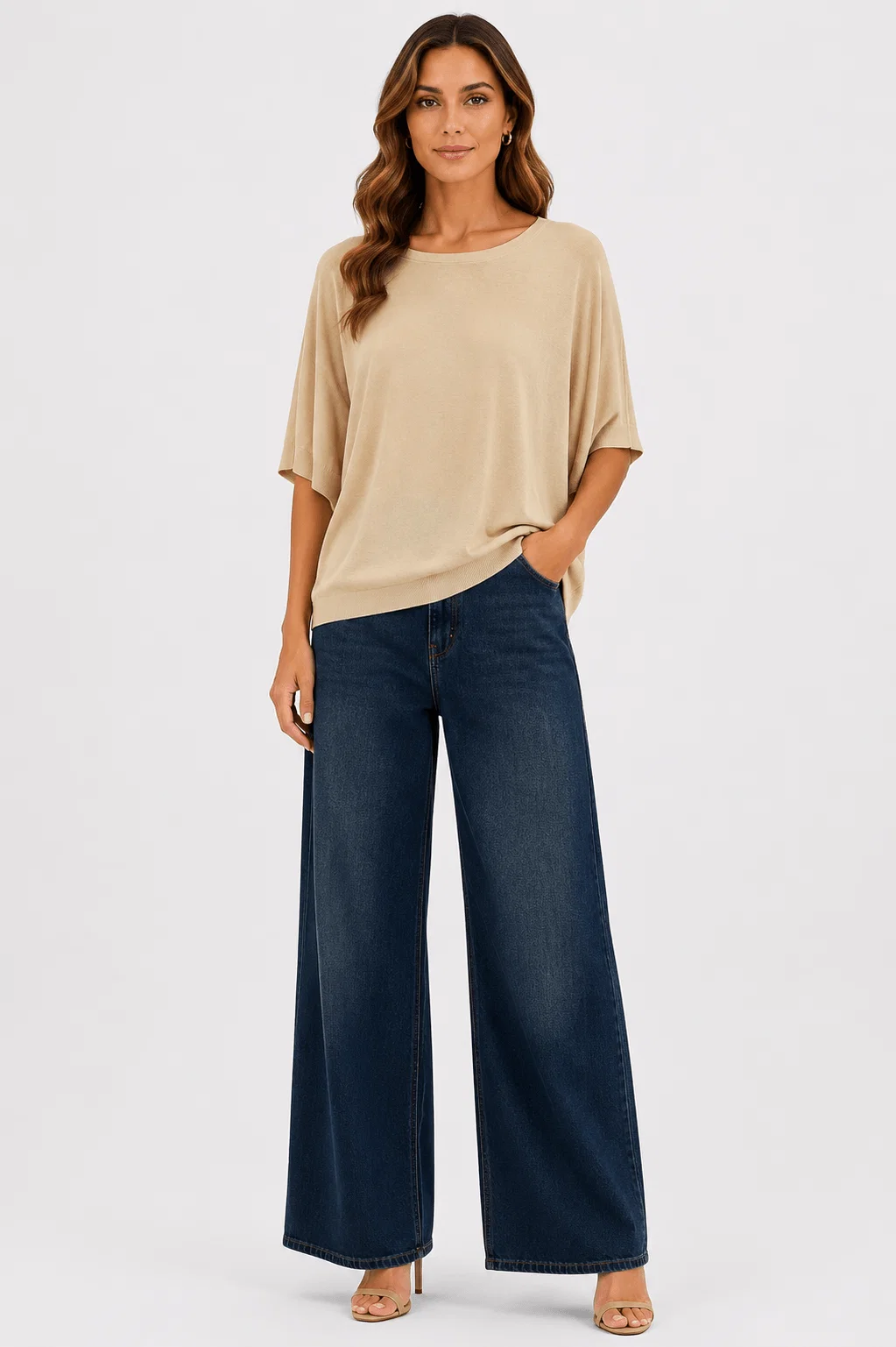 Blusa Tricot Manga 3/4 - Areia — imagem 1