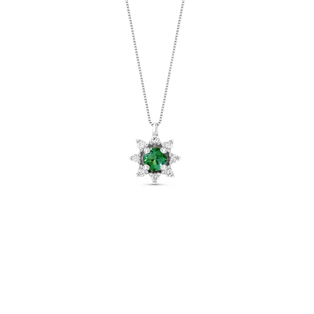 Pingente Classic Cores em Ouro Branco 18k com Turmalina Verde e Diamantes, 8.3mm — imagem 1