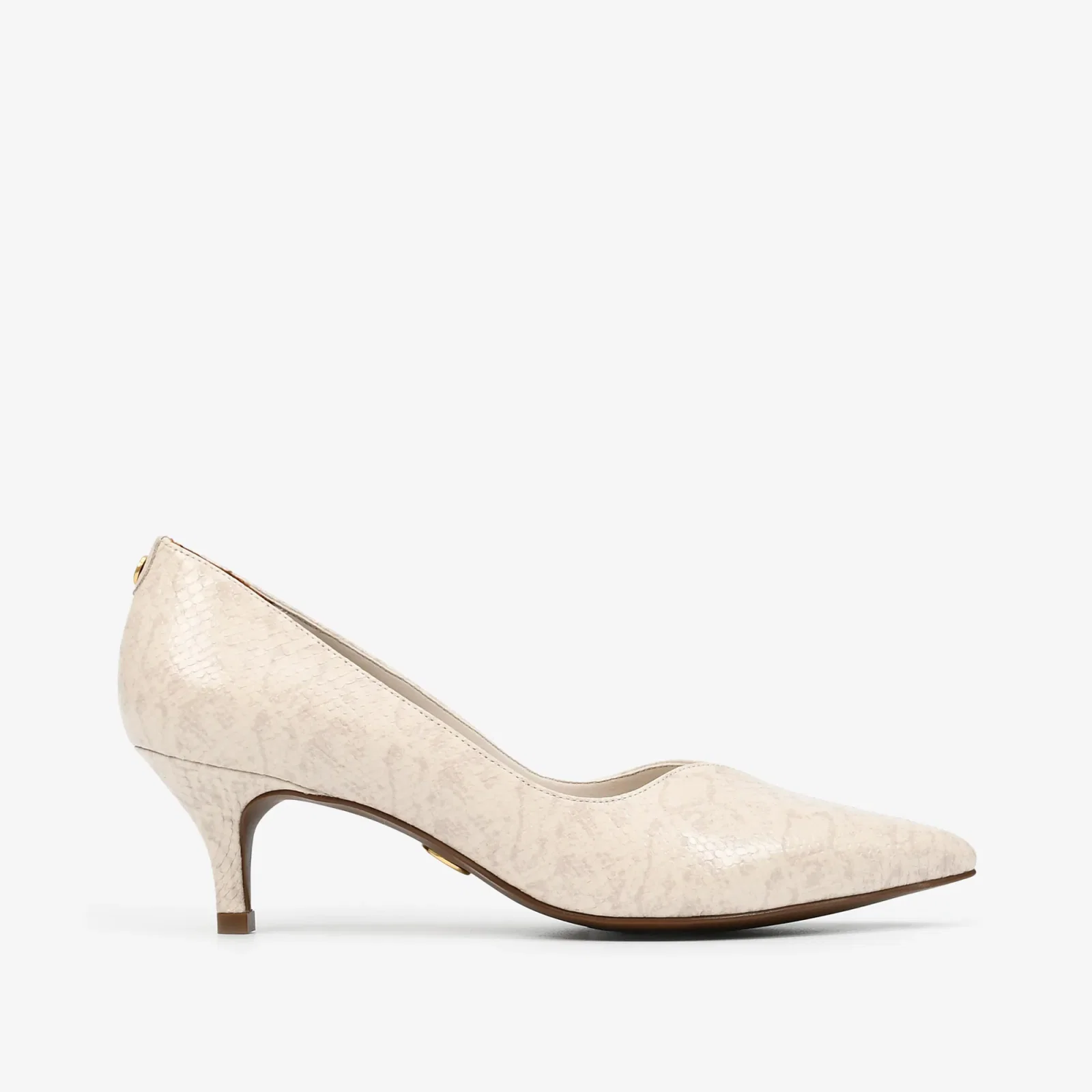 Scarpin Off White Brulée Salto Baixo Couro Snake — imagem 1