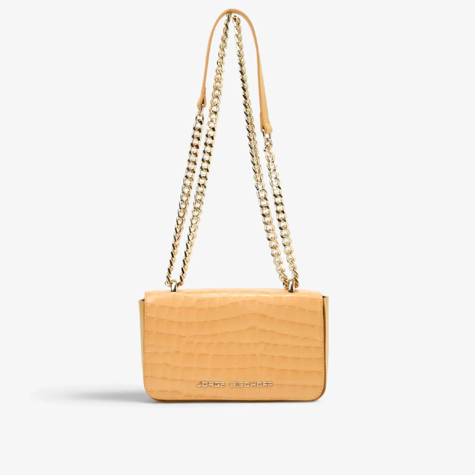 Bolsa Transversal Amarelo Solar Dourado Couro Croco — imagem 1