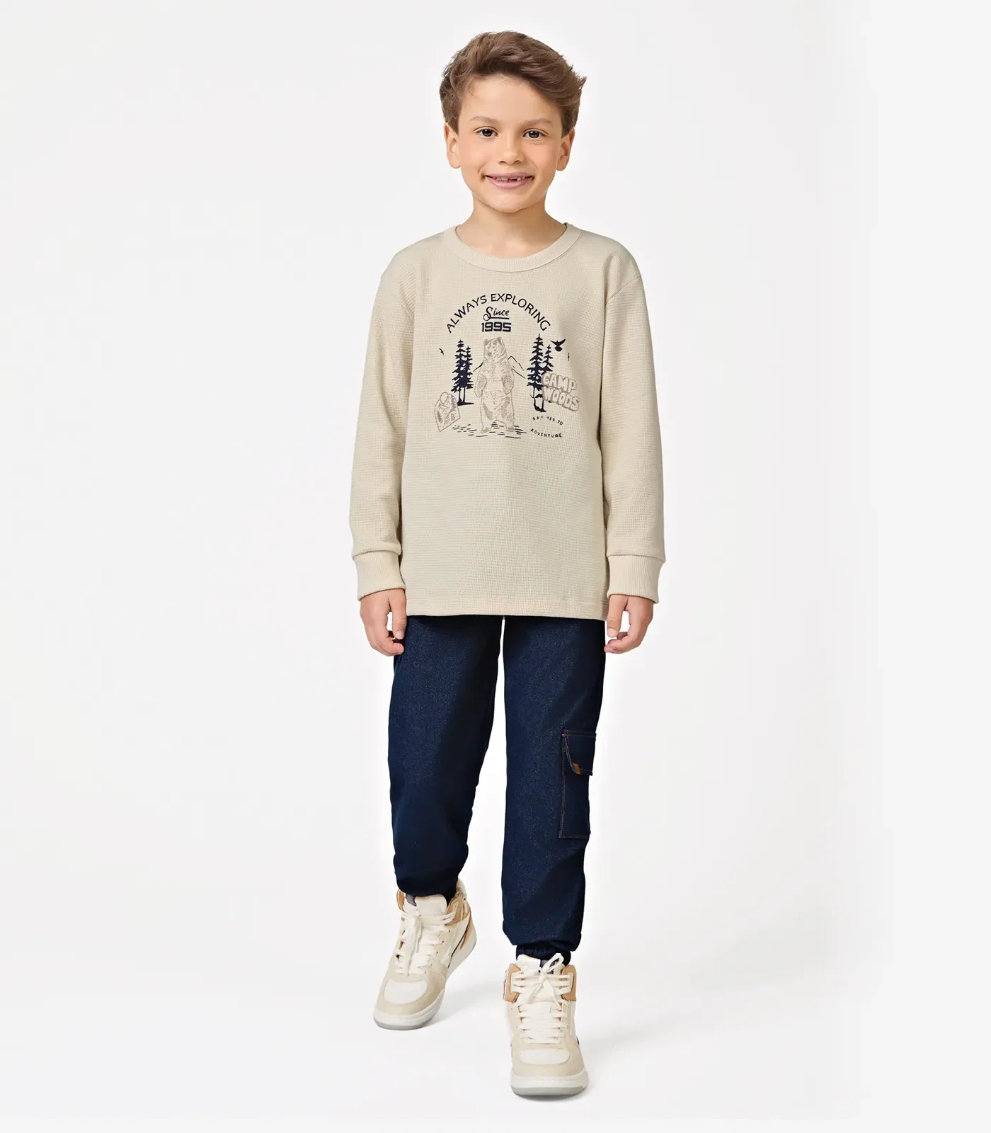Conjunto Blusão com Calça Menino Trick Nick Bege