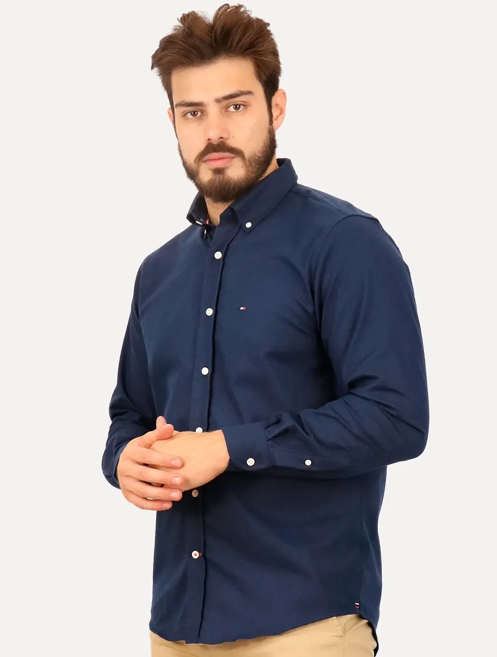 Camisa Tommy Hilfiger Masculina Regular Core Oxford Azul Marinho — imagem 1