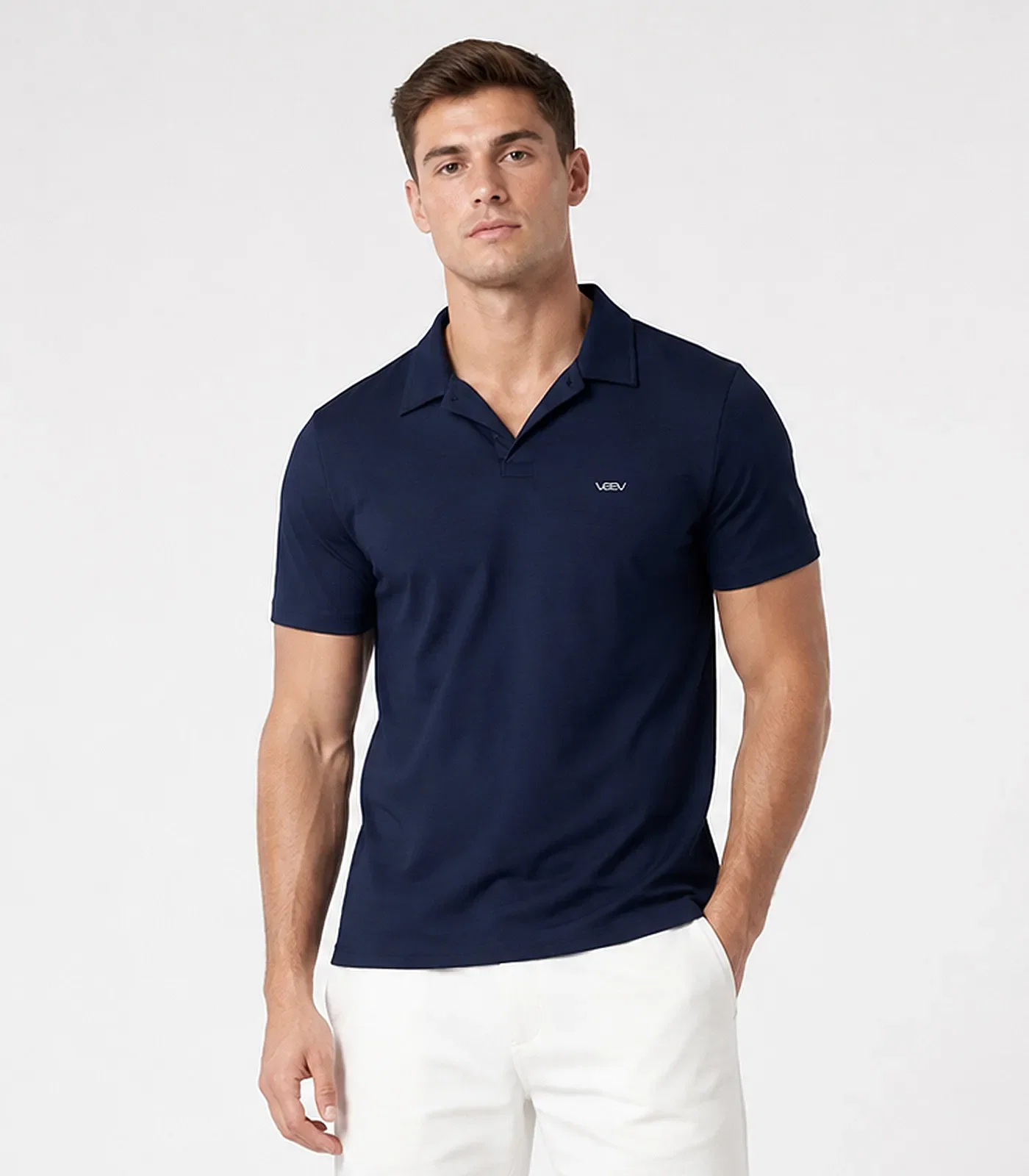 Polo Masculina Em Malha Modal Veev Azul