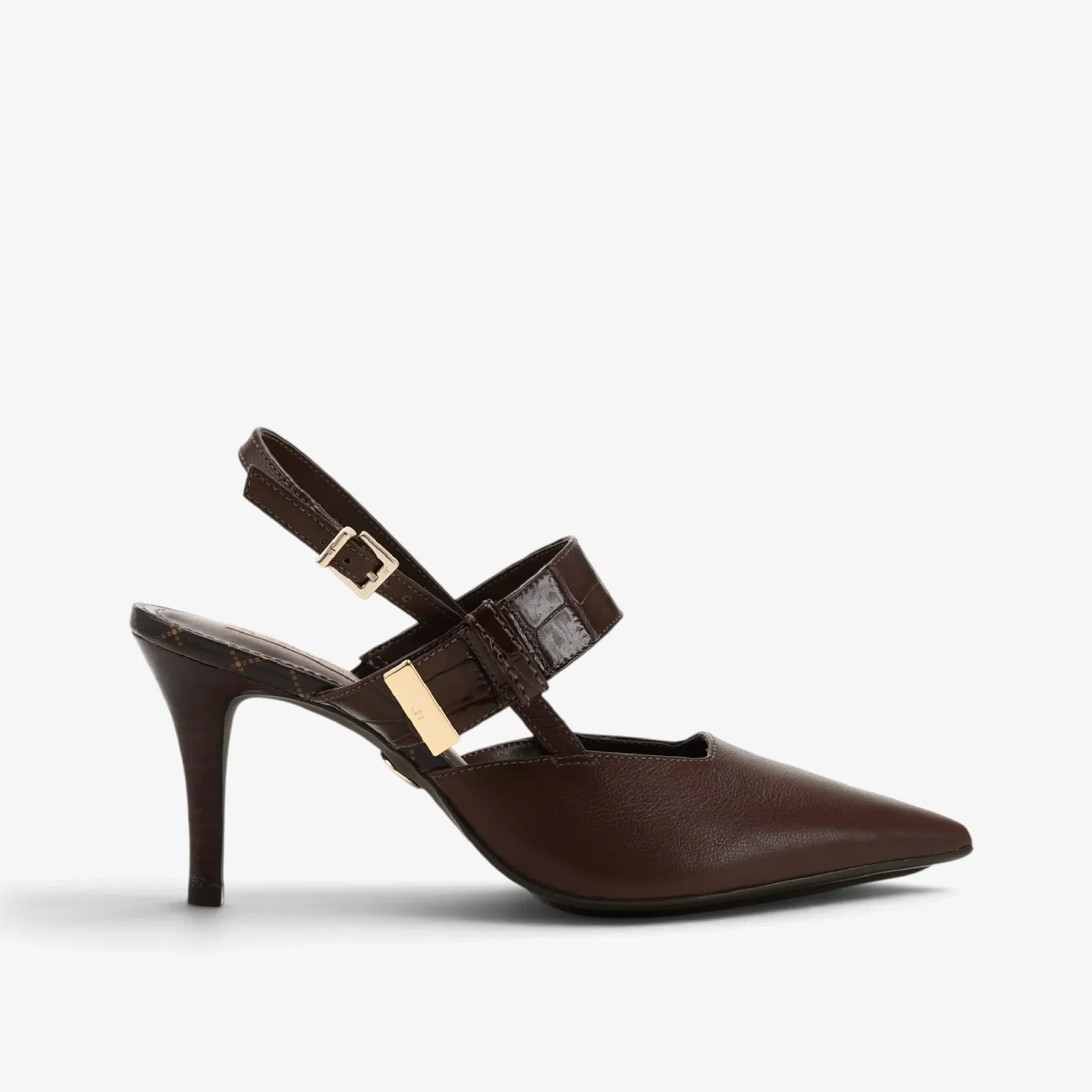Slingback Marrom Café Couro