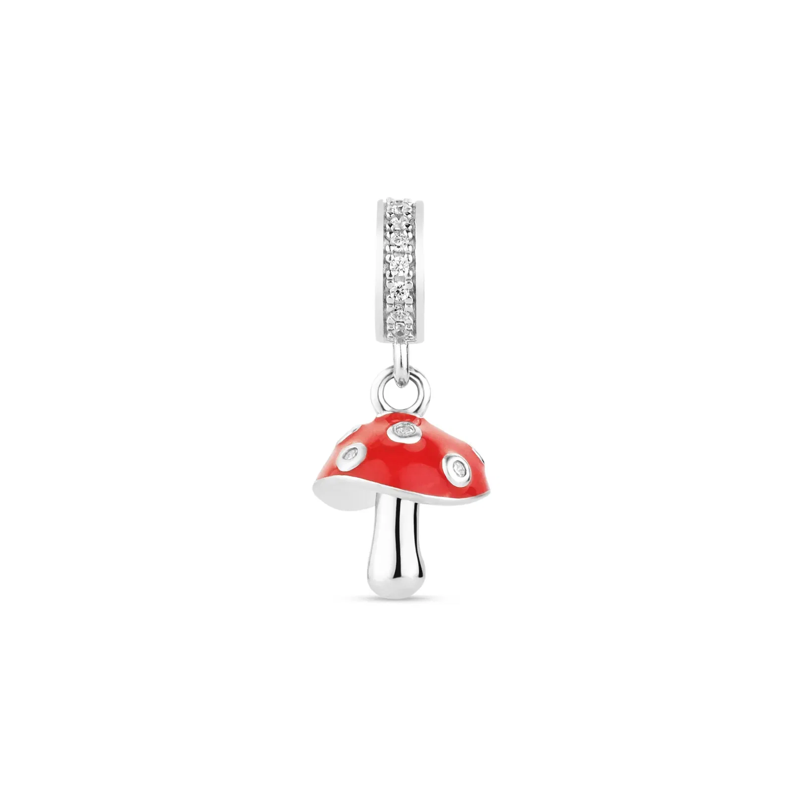 Pingente Life Cogumelo em Prata 925 com Esmalte e Pedras Incolores — imagem 1