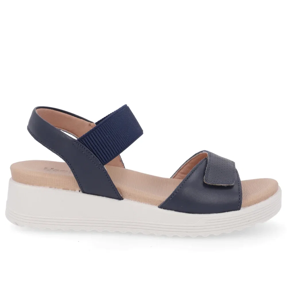 Sandália Salto Plataforma Couro Azul Fecho-Flex — imagem 1