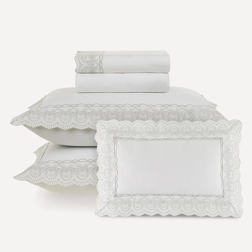Jogo de Cama com Capa de Almofada 200 Fios Alice Branco / Prata — imagem 1