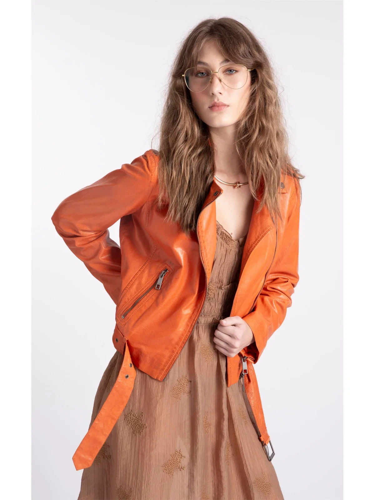 Jaqueta Leather Perfecto Laranja