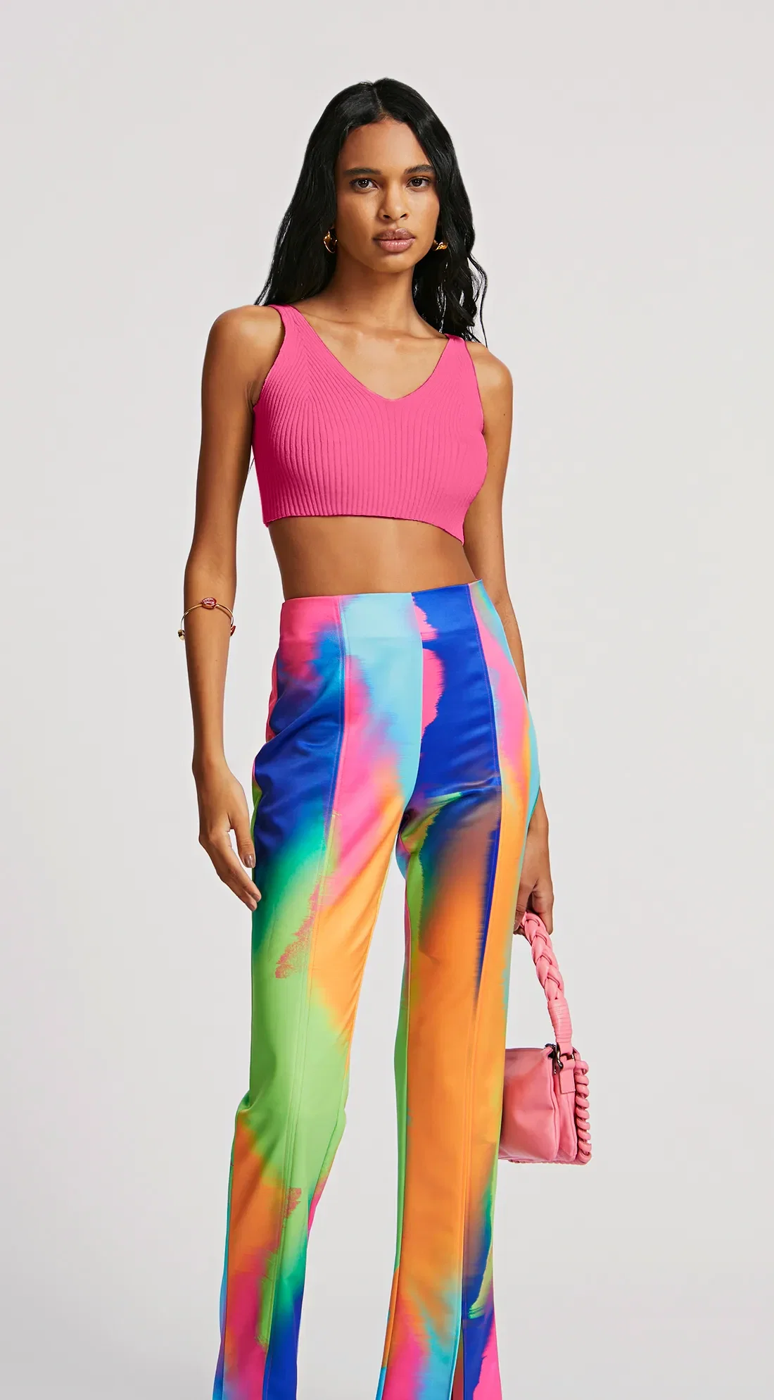 Top Morena Rosa Justo Cavado Canelado Pink — imagem 1