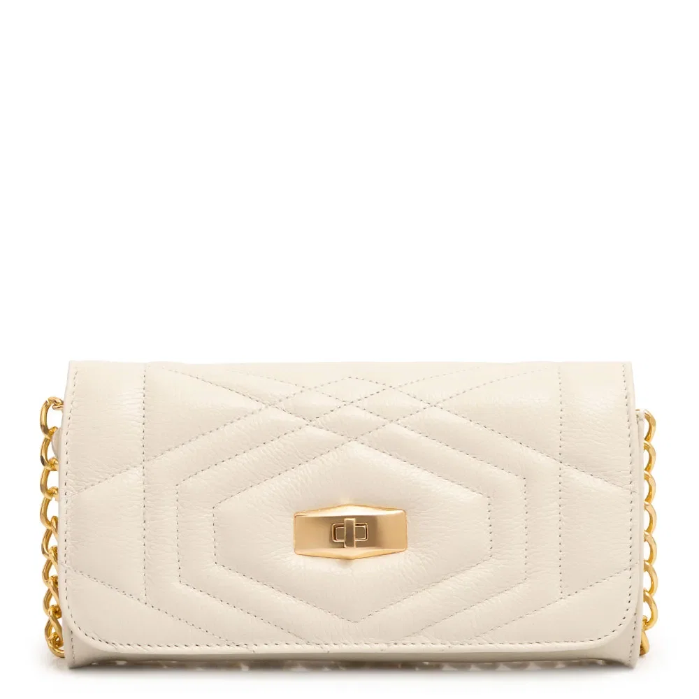 Bolsa Carteira Couro Corrente Off White