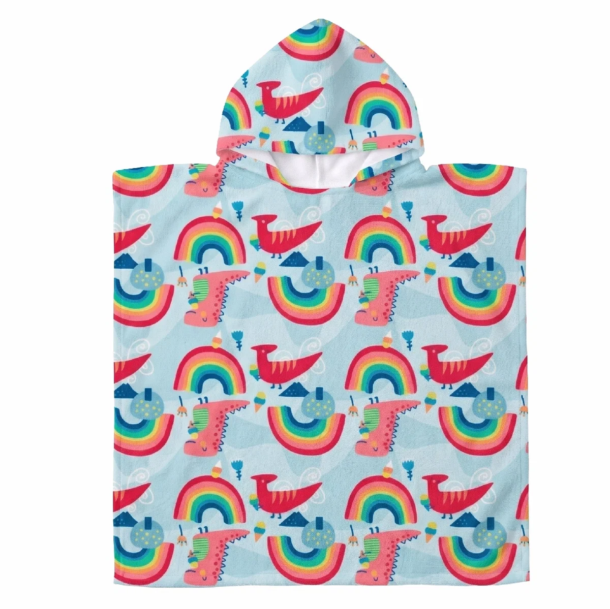 Poncho De Praia Kids Dina Arco-íris Atoalhado Tip Top