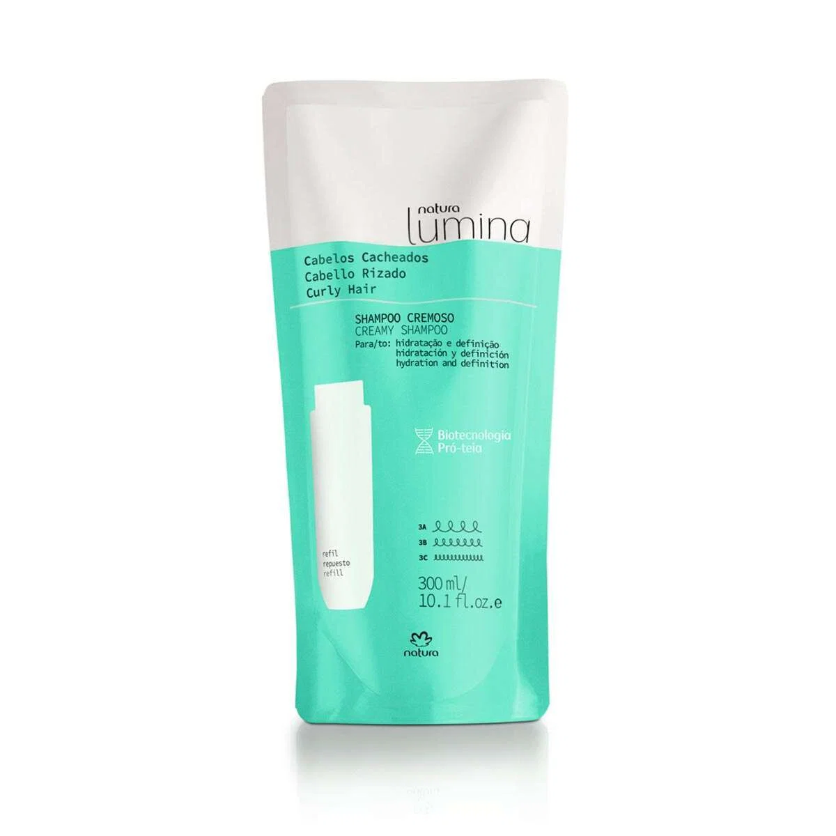 Refil Shampoo Cremoso para Cabelos Cacheados Lumina 300 ml