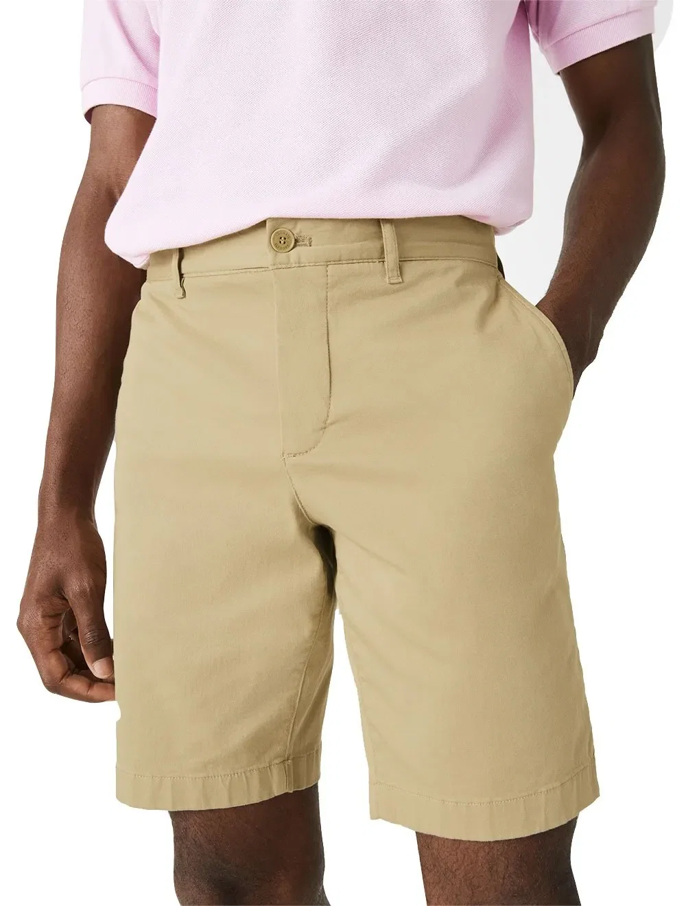 Bermuda Lacoste Masculina Sarja Slim Cotton Stretch Cáqui