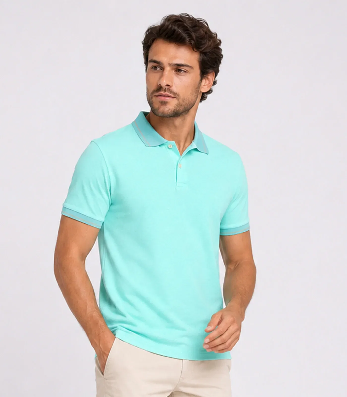 Camisa Polo Masculina Manga Curta Select Verde — imagem 1