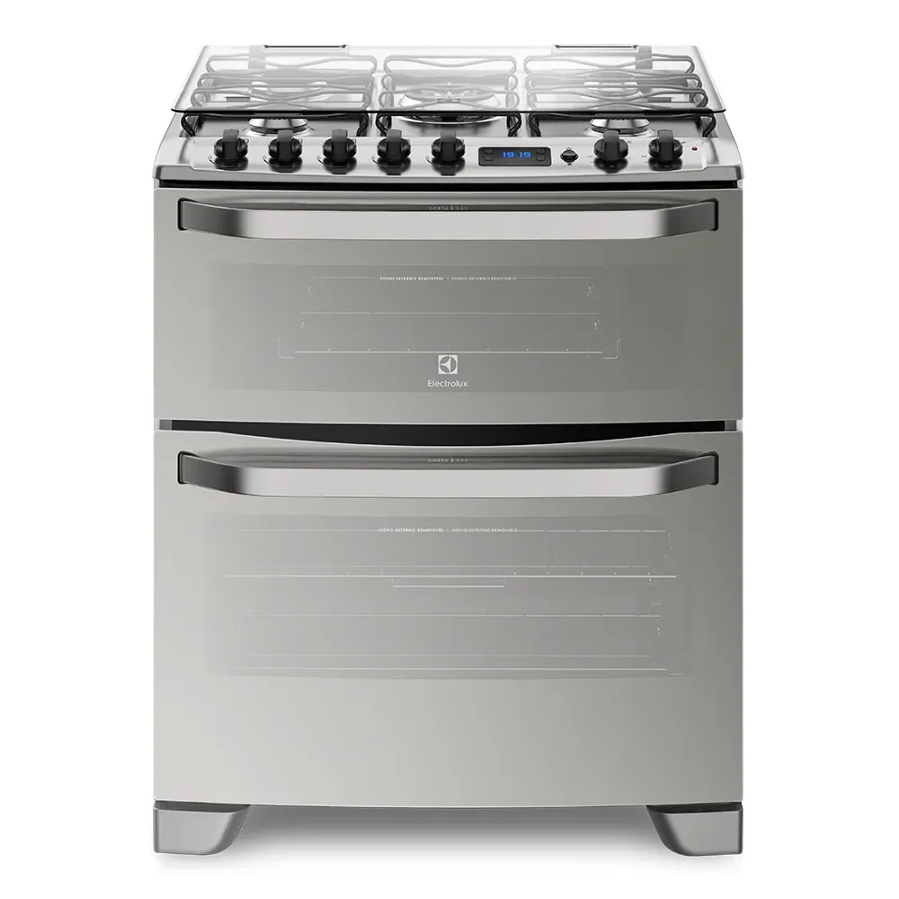 Fogão 5 Bocas Electrolux Prata com Forno Duplo e Timer Digital (76DXR) — imagem 1