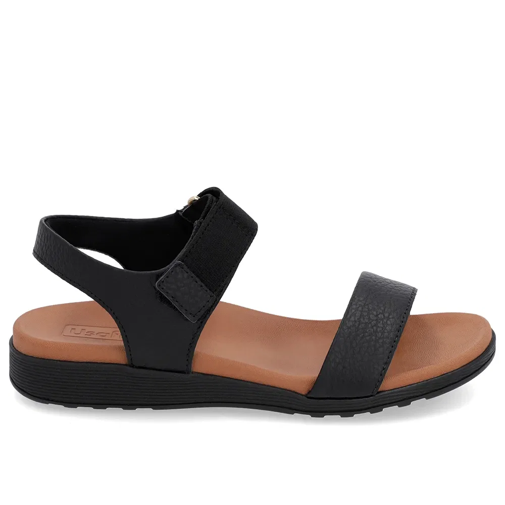 Sandália Casual Couro Preta