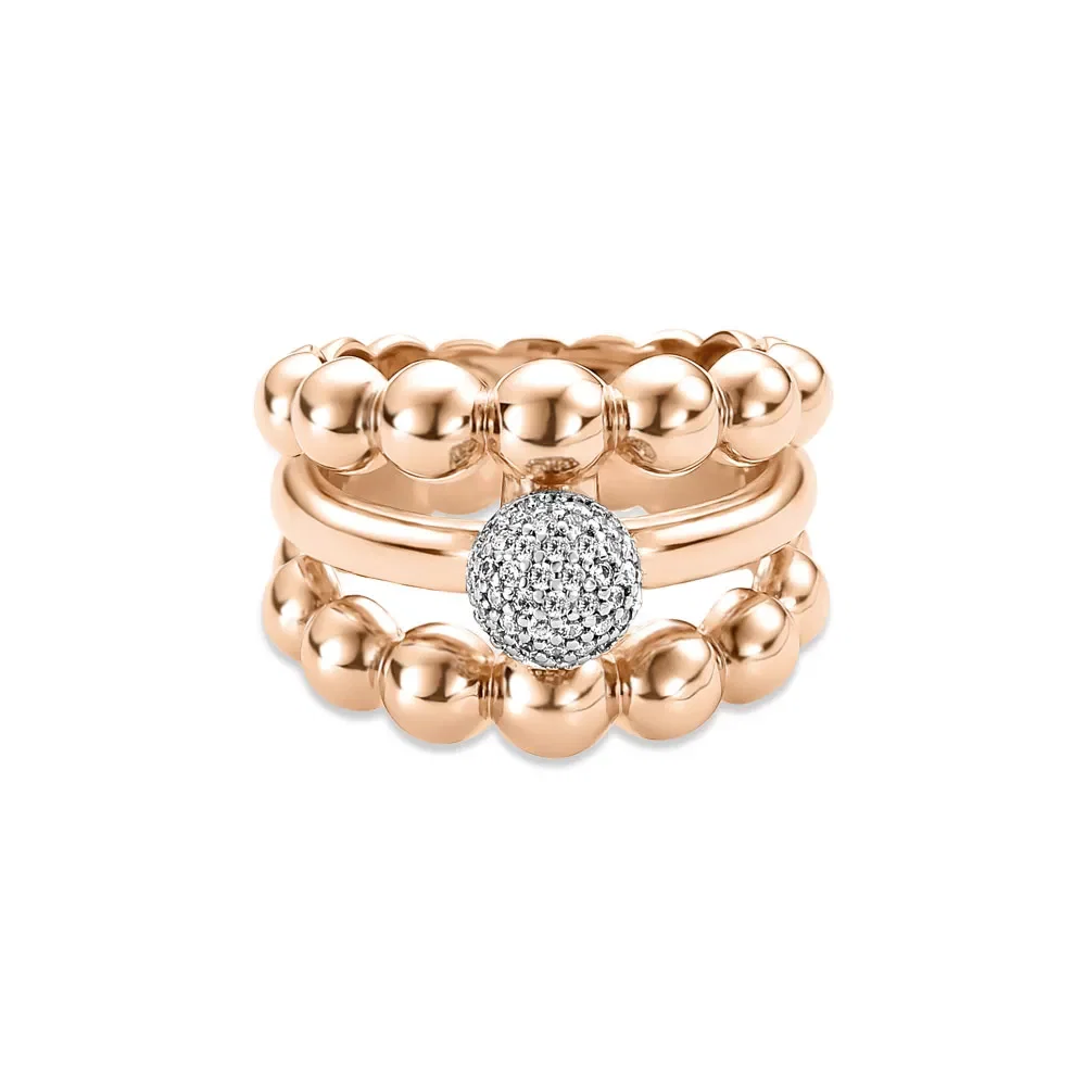 Anel Life Serenne Triplo em Liga Rosé com Banho de Ouro Rosé 18k e Pedra Incolor — imagem 1
