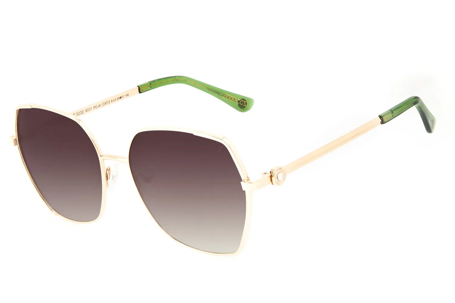 Óculos De Sol Feminino ZodíAço Sextavado Dourado — imagem 1