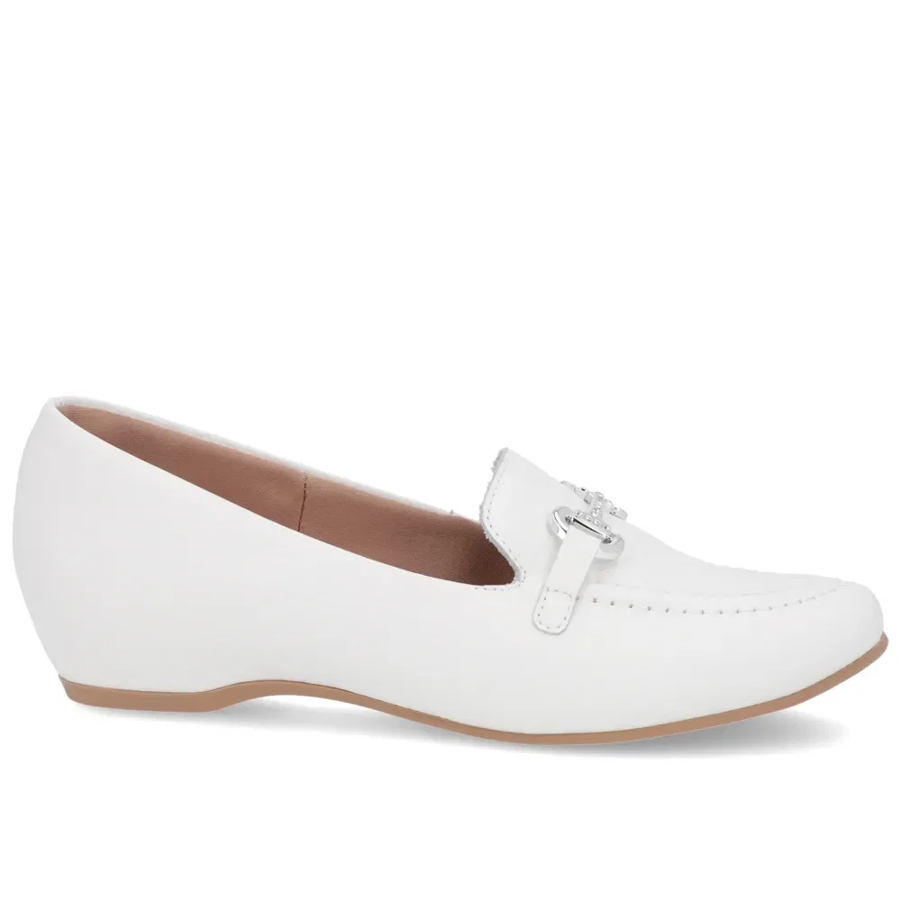 Loafer Branco Couro Salto Embutido — imagem 1
