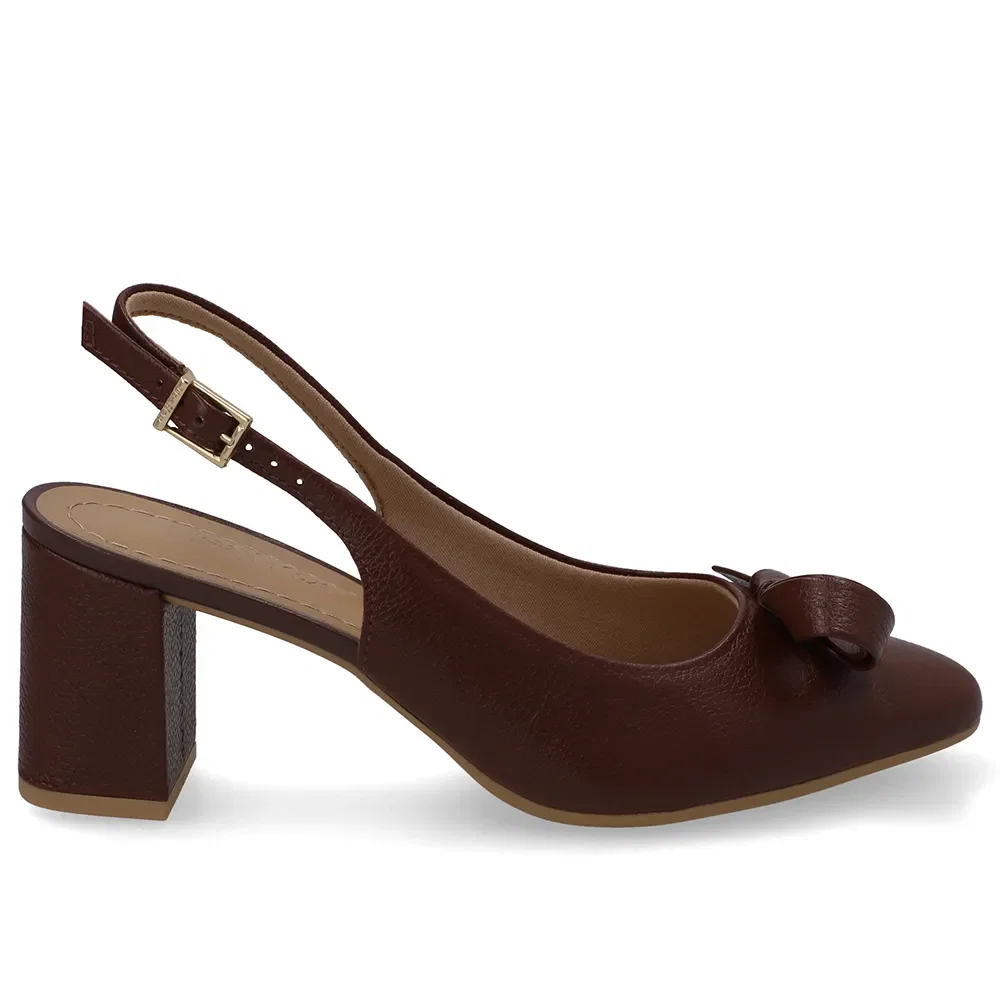 Slingback Couro Vermelho Bico Redondo — imagem 1