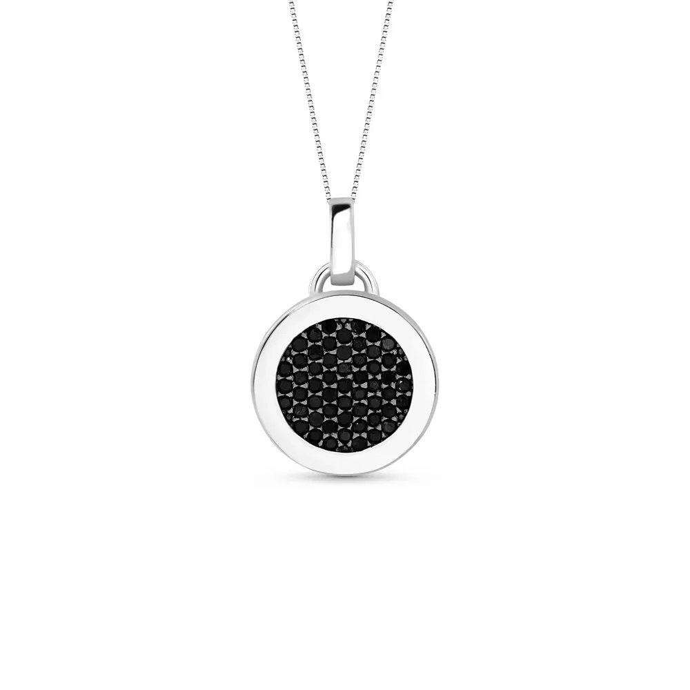 Pingente V Love em Prata 925 com Safiras Negras, 24mm — imagem 1